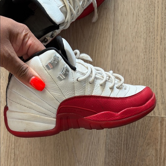 Jordan 12’s Kids Sneakers in White and Red - Picture 5 of 8